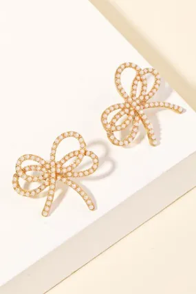 Rhinestone Bow Stud Earrings