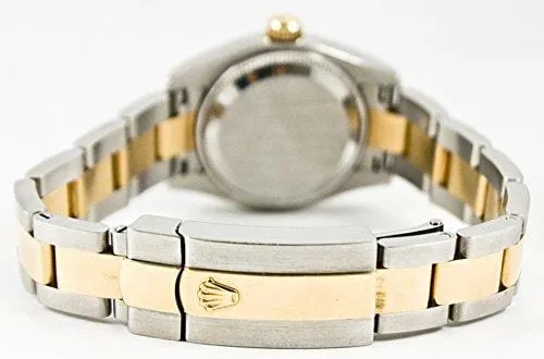 Rolex Ladys New Style Heavy Band Stainless Steel & 18K Gold Datejust Model 179163 Oyster Band Smooth Bezel White Roman Dial