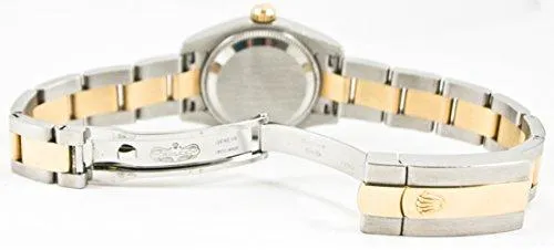 Rolex Ladys New Style Heavy Band Stainless Steel & 18K Gold Datejust Model 179163 Oyster Band Smooth Bezel White Roman Dial