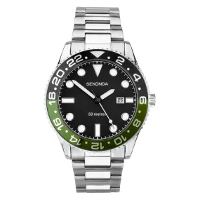 Sekonda Ocean Silver & Black Watch  - SK30197