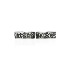 Silver Engraved Flower Toe Rings