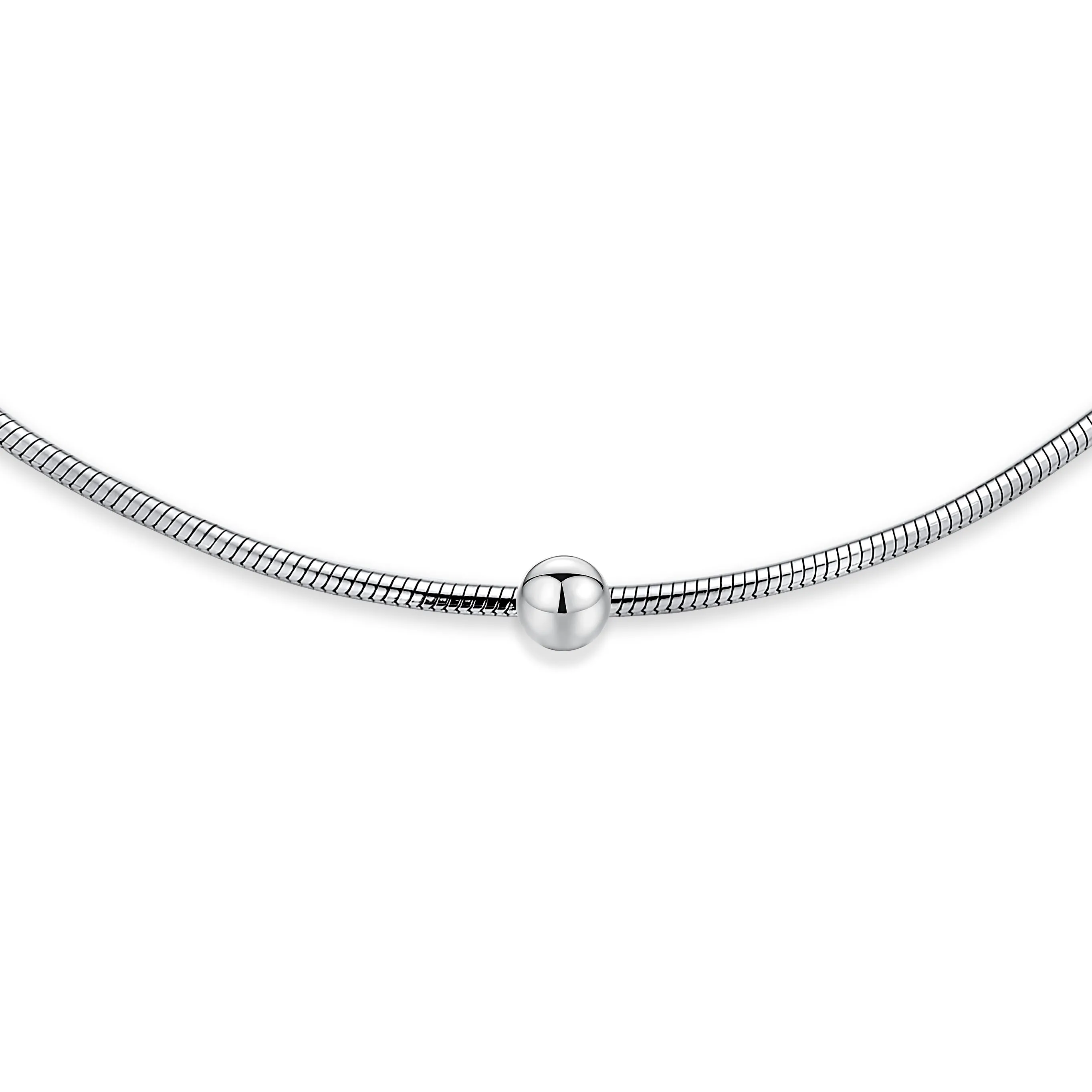 Simple Ball Bead Snake Chain Anklet Ankle Bracelet Sterling Silver 10" Italy