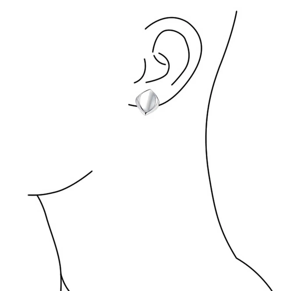 Simple Diamond Shape Polished Clip-On Earrings for Non-Pierced Ears Sterling Silver
