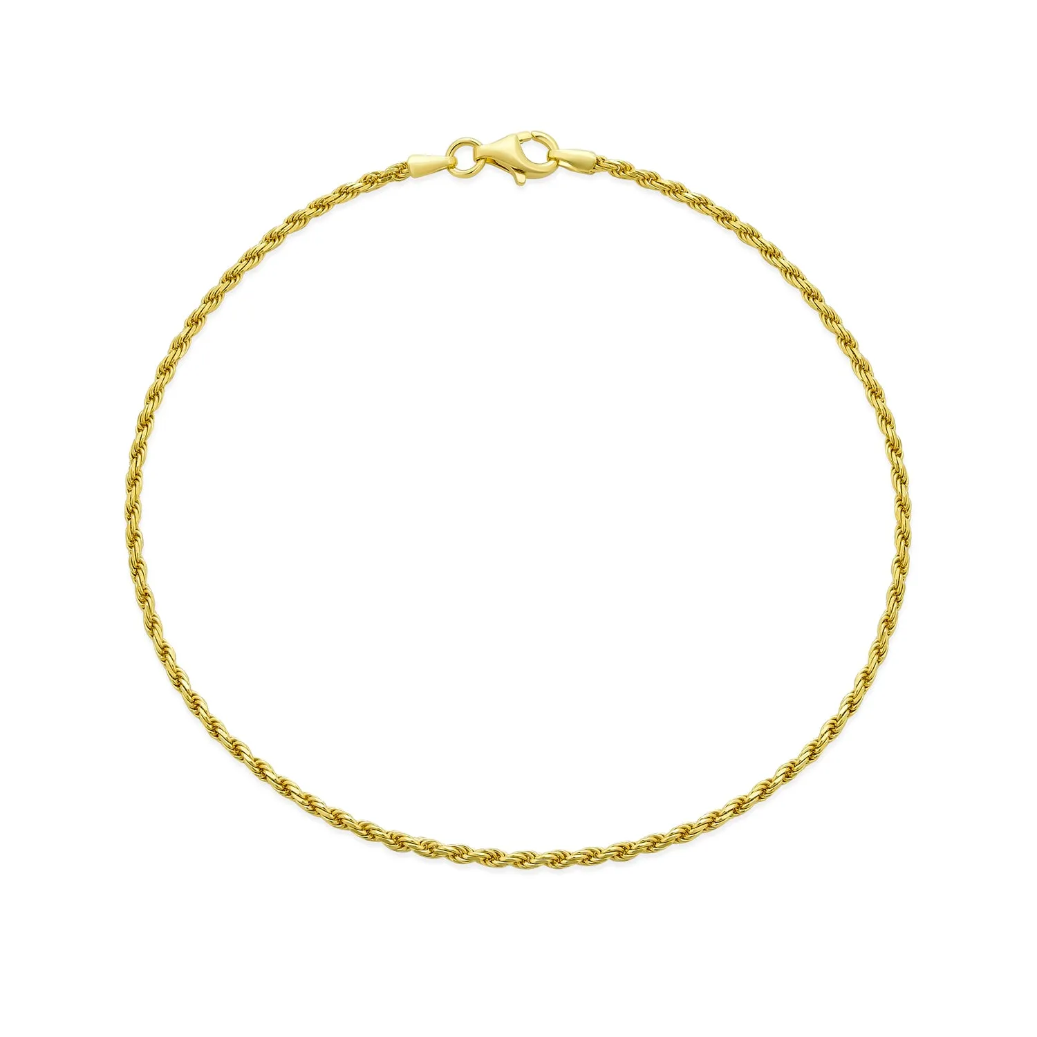 Simple Figaro Rope Chain Anklet Ankle Bracelet 14K Gold Plated Silver 9-10 Inch
