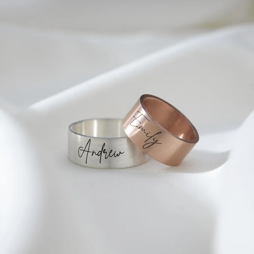 Simple Name Wedding  / Engagement Rings for Couple