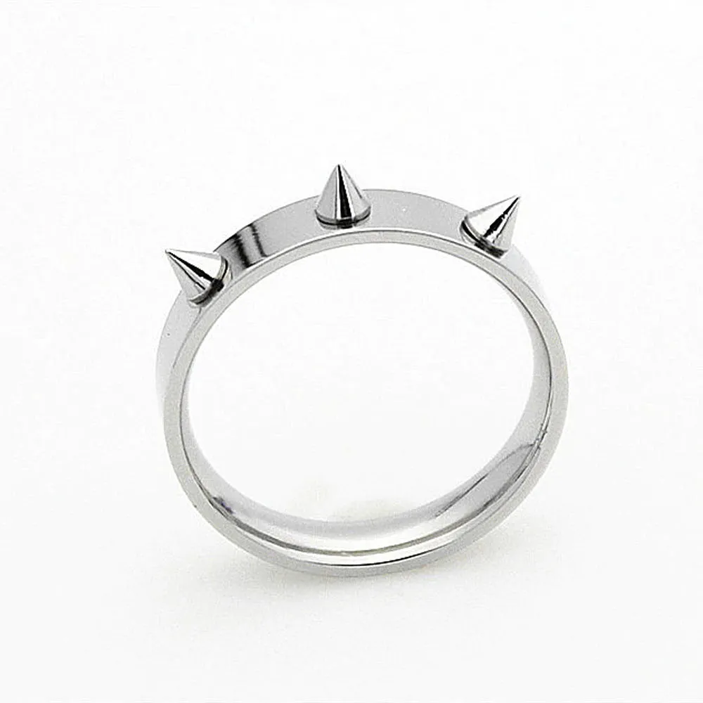 Titanium Steel Men Women Ring with Studs Embellishment