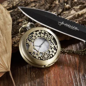 Unisex Retro Rabbit Pattern Alice In The Wonderful World Pocket Watch