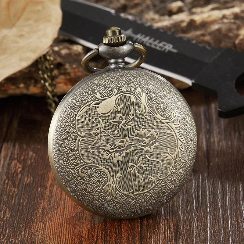 Unisex Retro Rabbit Pattern Alice In The Wonderful World Pocket Watch