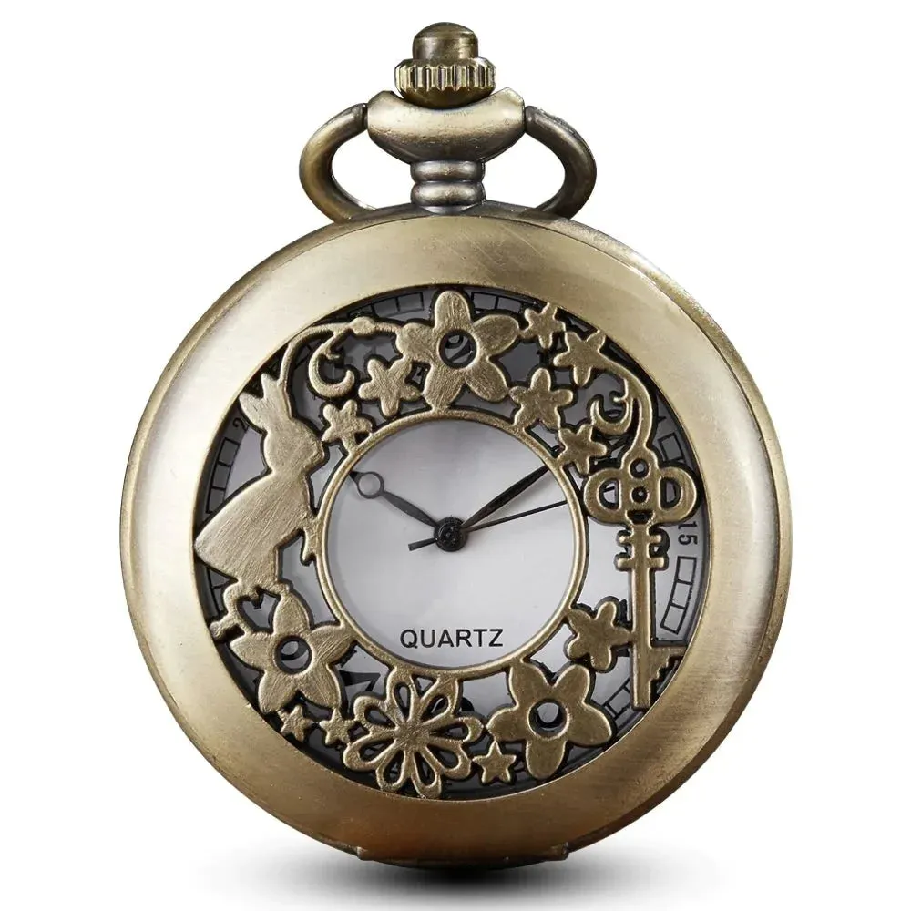 Unisex Retro Rabbit Pattern Alice In The Wonderful World Pocket Watch
