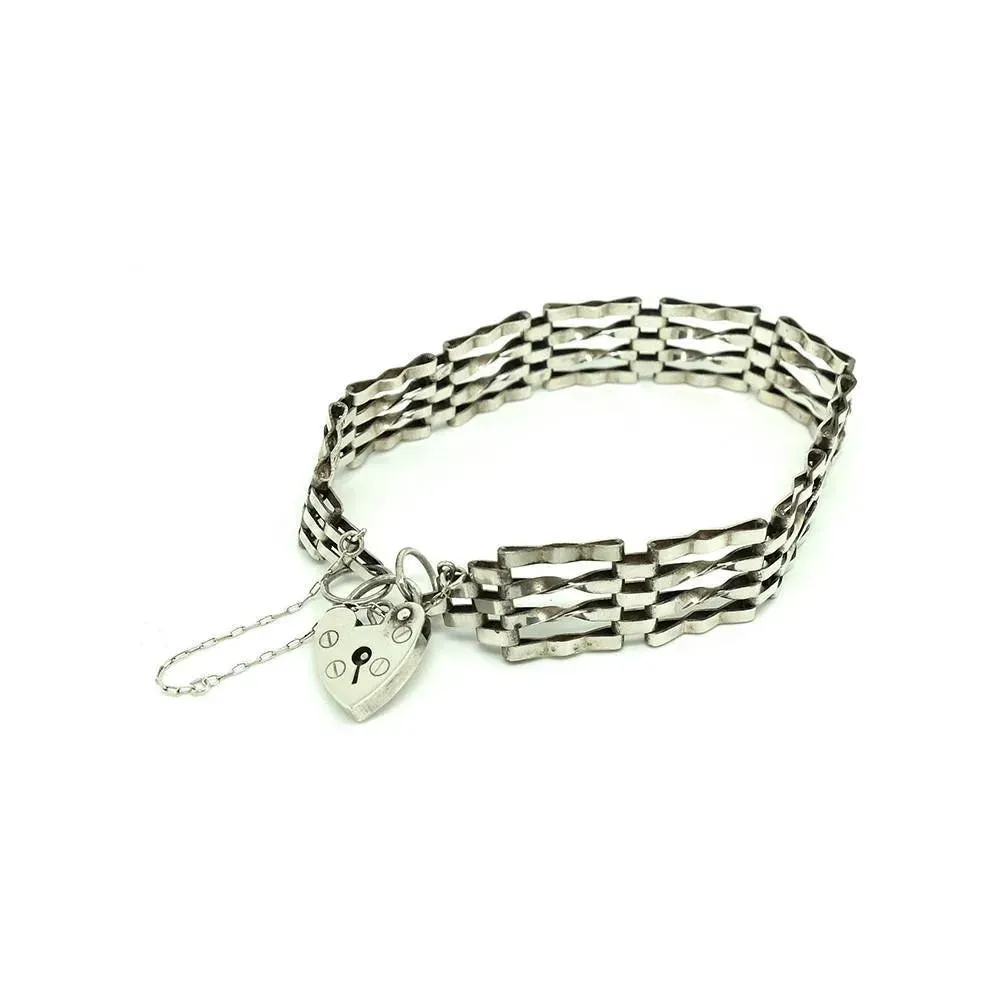 Vintage 1970's Sterling Silver Gate Bracelet