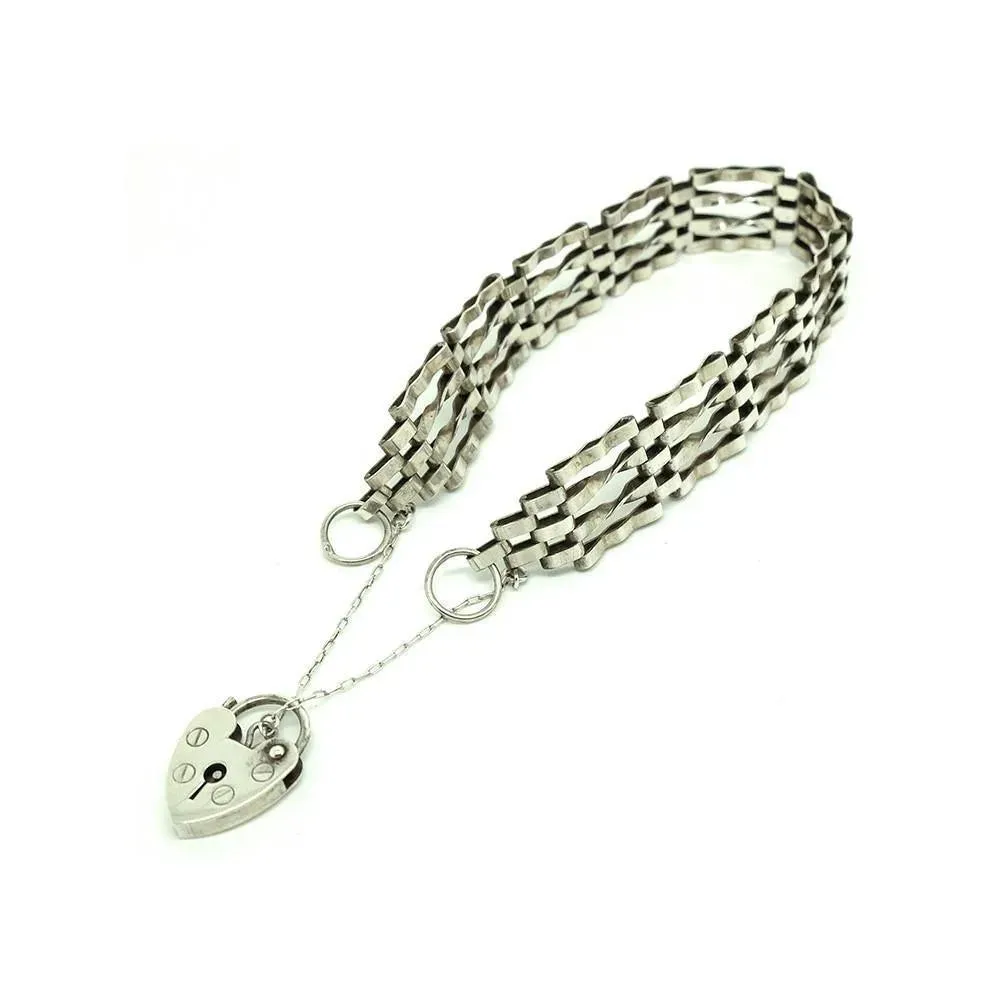 Vintage 1970's Sterling Silver Gate Bracelet