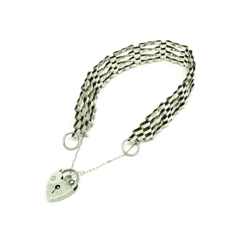 Vintage 1970's Sterling Silver Gate Bracelet