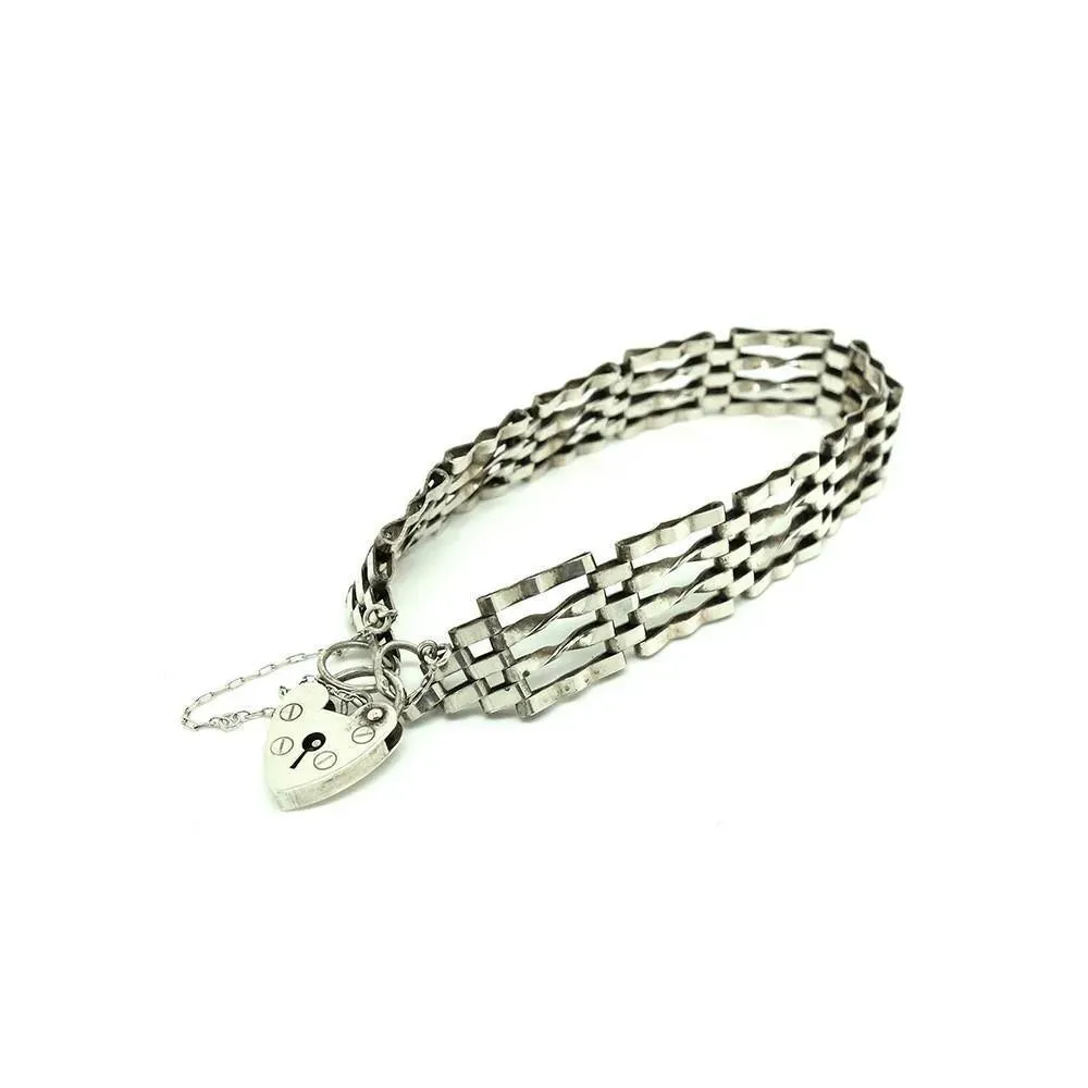 Vintage 1970's Sterling Silver Gate Bracelet