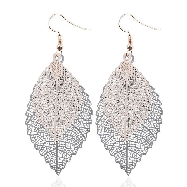 Vintage Luxury Bohemian Style Ladies' Leaf Shape Drop Earrings