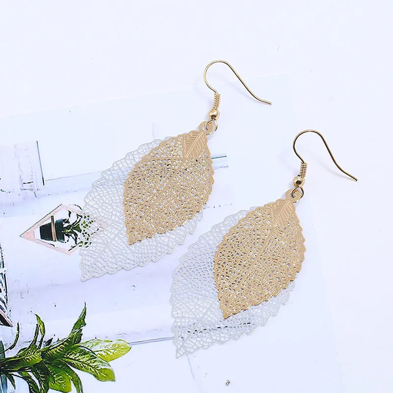 Vintage Luxury Bohemian Style Ladies' Leaf Shape Drop Earrings