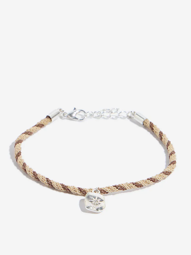 Westside Accessories Silver & Brown Charms Bracelet Set - Pack of 4