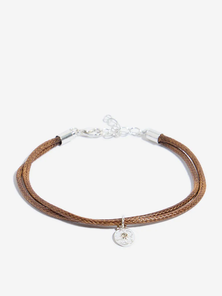 Westside Accessories Silver & Brown Charms Bracelet Set - Pack of 4
