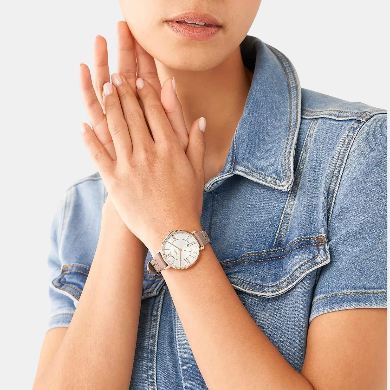 Women's Rose Gold Analog Leather Watch ES5207