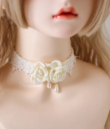 Xiaogui~Elegant Lolita Lace Camellia Necklace