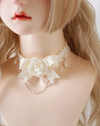 Xiaogui~Elegant Lolita Lace Camellia Necklace