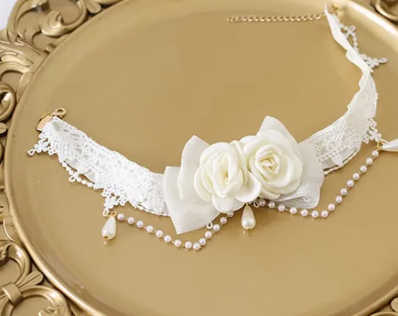 Xiaogui~Elegant Lolita Lace Camellia Necklace