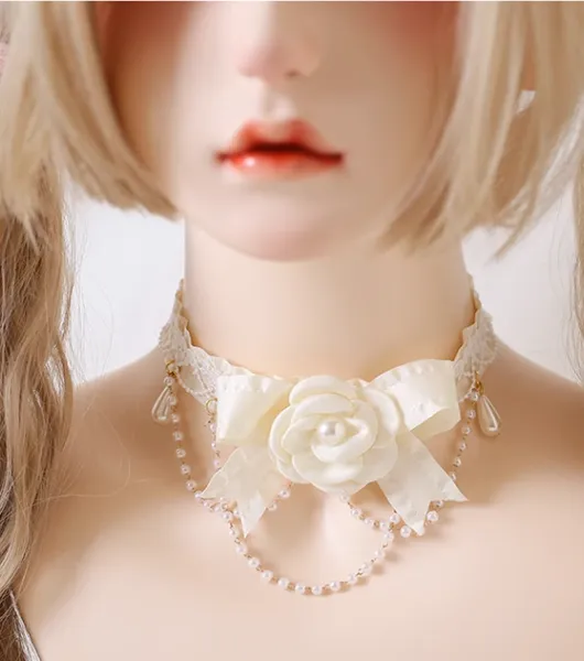 Xiaogui~Elegant Lolita Lace Camellia Necklace